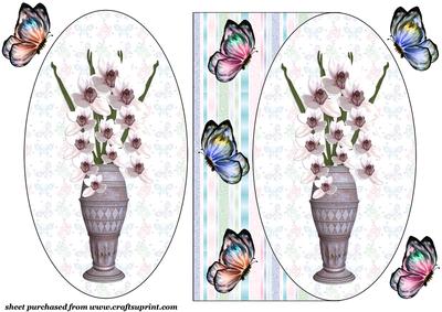 Butterflies and Flowers Oval Card Front 1