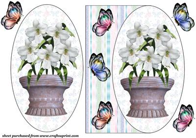 Butterflies and Flowers Oval Card Front 2