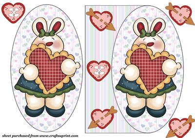 Valentine Bunnies Oval Card Front 1