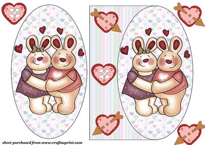 Valentine Bunnies Oval Card Front 2