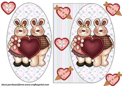 Valentine Bunnies Oval Card Front 3