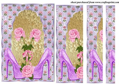 Lilac Shoe and Rose Side Stacker Card Front