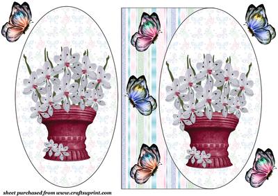 Butterflies and Flowers Oval Card Front 3