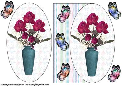 Butterflies and Flowers Oval Card Front 4
