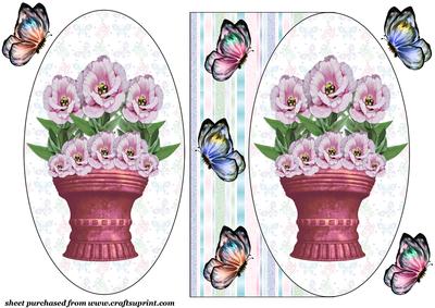 Butterflies and Flowers Oval Card Front 6