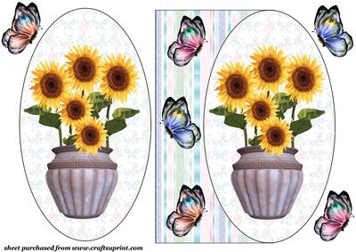 Butterflies and Flowers Oval Card Front 7