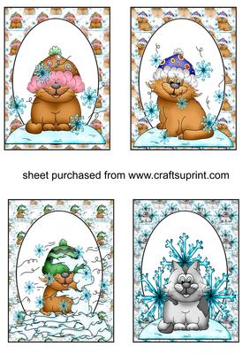 4 Christmas Kitty Toppers(n)
