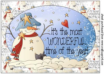 Snowman Wonderful Time of the Year Topper