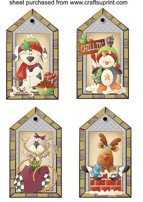4 Christmas Critter Tag Toppers