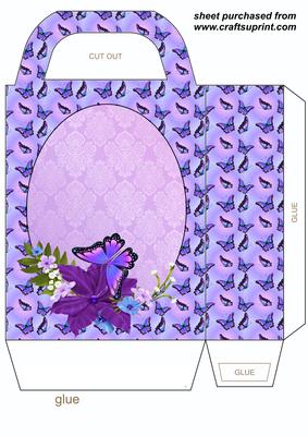 Purple Floral Butterfly Gift Bag