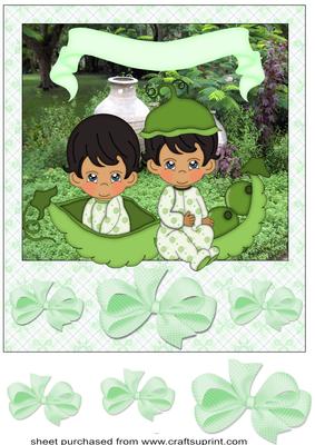 Black Haired Baby Boys Peas in a Pod Card Front 4
