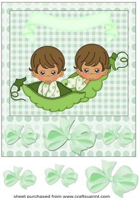 Brown Haired Peas in a Pod Baby Boys Card Front 3