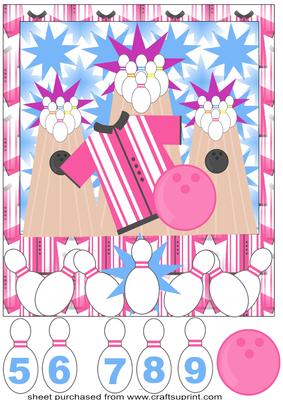 Pink Bowling Card Front