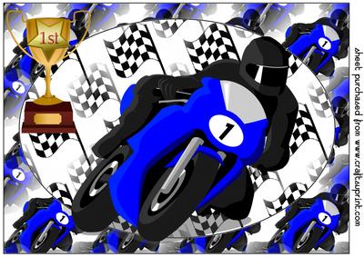 Blue Racing Motor Bike Topper