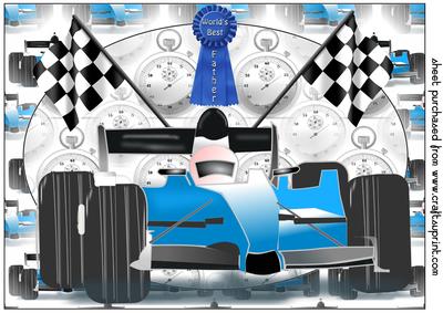 Blue Motor Racing Car Topper 2