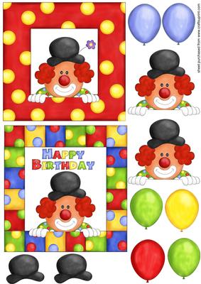 2 Clown Birthday Toppers