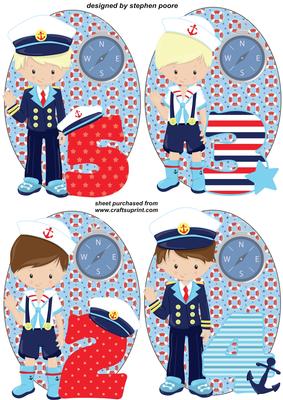 4 Nautical Birthday Boy Age Toppers