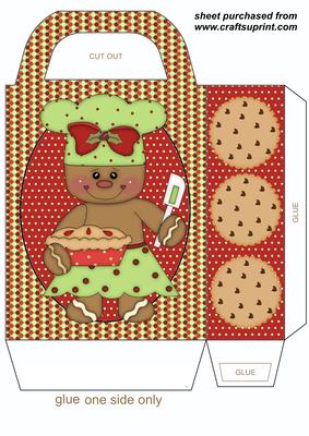 Green and Red Christmas Gingerbread Gift Bag 1