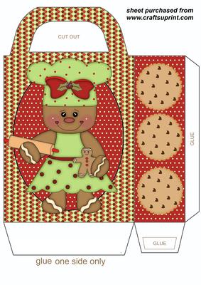 Green and Red Christmas Gingerbread Gift Bag 4