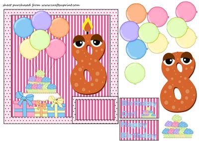 Age 8 Birthday Candle Card Front