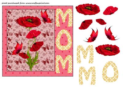 Mom Red Poppies Card Front