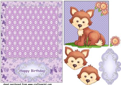 Lilac Fox Birthday Card Front