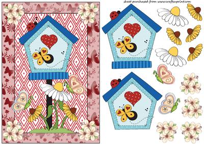 Red Bird House Card Front