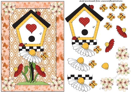 Orange bird house card front