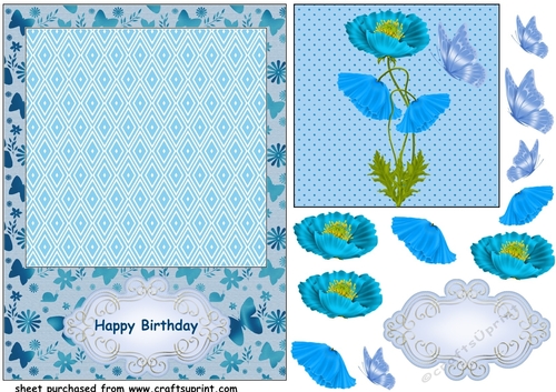 Blue poppies card front