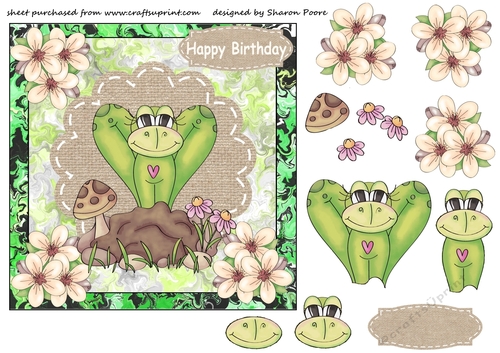 Green Froggy birthday card front