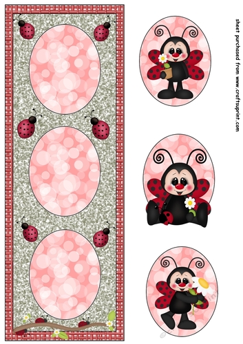 Ladybird triple oval card front