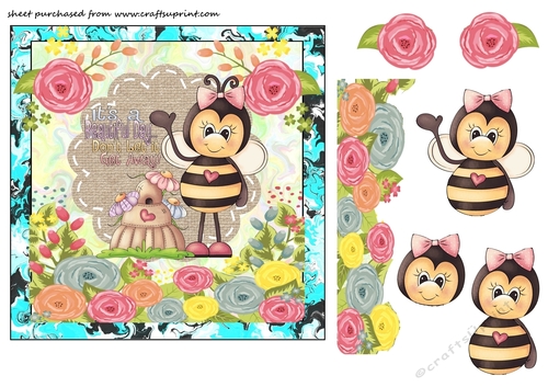 Floral bee card front 1