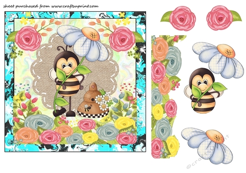 floral bee card front 2