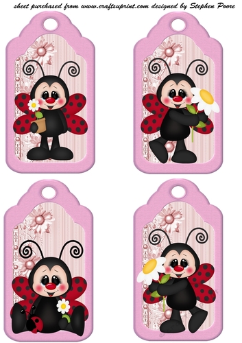 4 cute ladybird tag toppers
