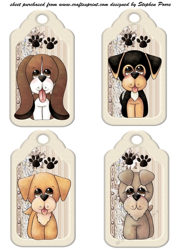 4 cute puppy tag toppers