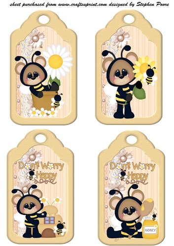 4 Cute bee tag toppers