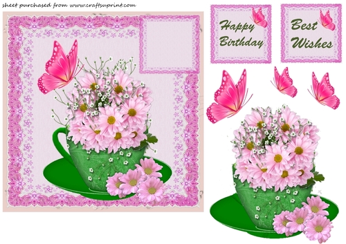 Pink floral card front 2