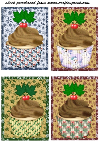 4 Christmas cupcake toppers