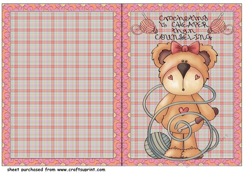 Crocheting bear cut and fold card 1(American spelling)