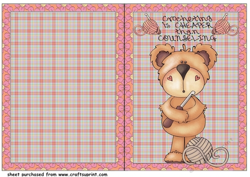 Crocheting bear cut and fold card 2(American spelling)