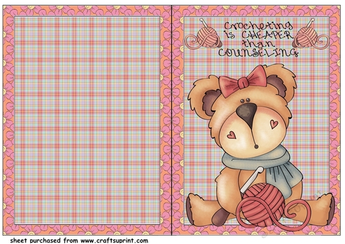 Crocheting bear cut and fold card 4(American spelling)