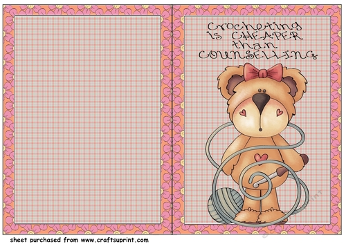 Crochet bear cut and fold card (English spelling) 1