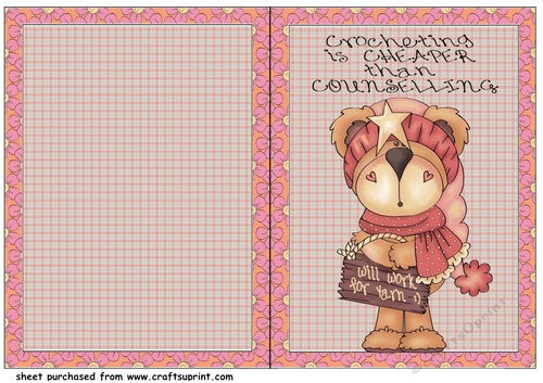 Crochet bear cut and fold card (English spelling) 3