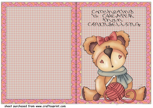 Crochet bear cut and fold card (English spelling) 4