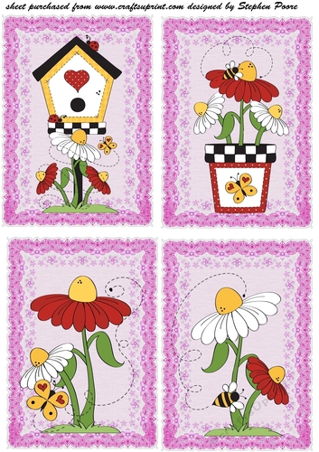 4 Pink red and white floral toppers