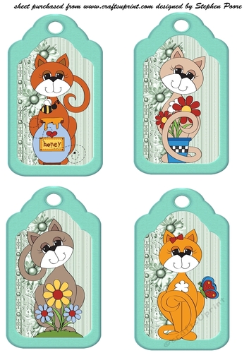4 Cute kitty tag toppers