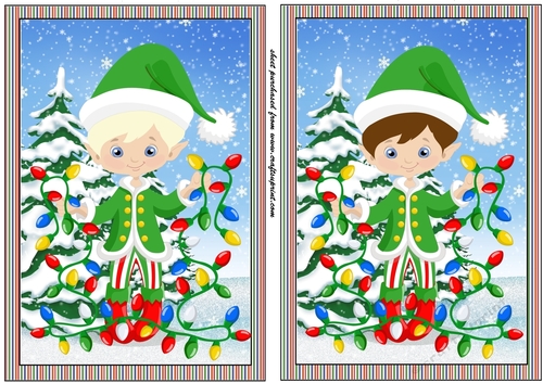 2 Christmas elf card fronts