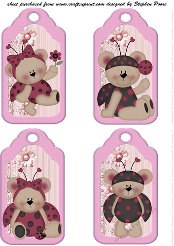 4 Ladybird tag toppers