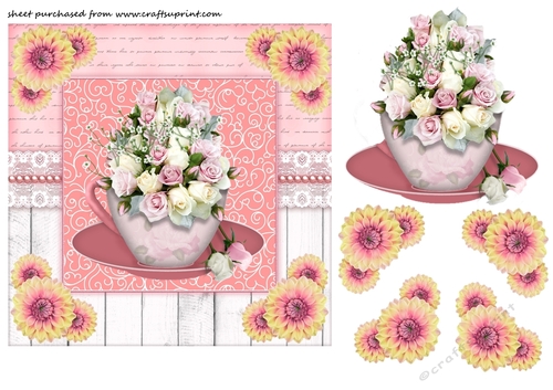 Pink floral card front 1