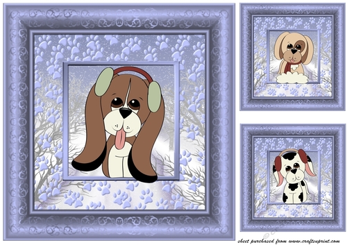 3 Snow dogs card fronts/toppers 2